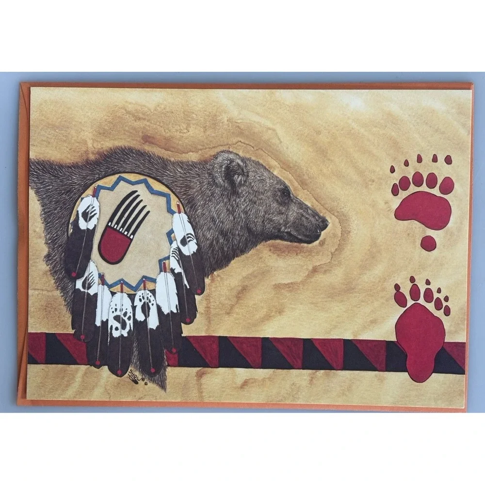 8 Vtg Wildlife Note Cards w Envelopes Cougar Eagle Bear Buffalo Blank Inside 5x7